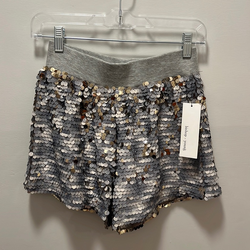 Bishop and Young Sequined Shorts. Size XS. Grey and Silver